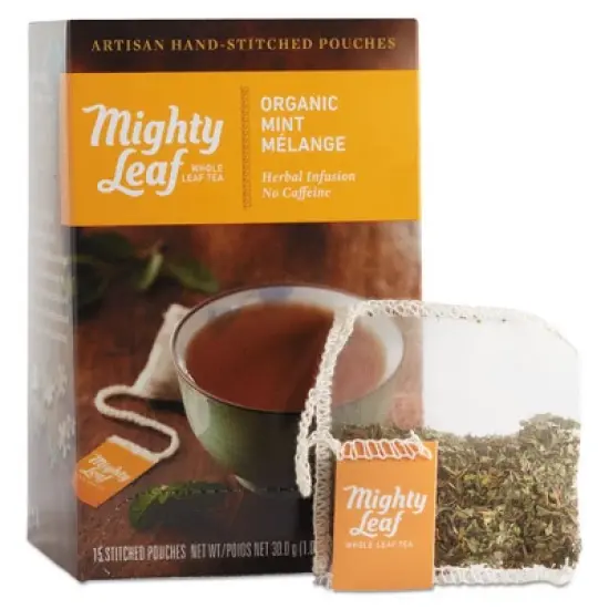 Mighty Leaf Tea Whole Leaf Tea Pouches, Organic Mint Melange, 15/Box image {1}