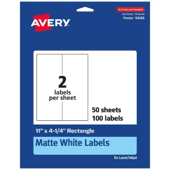 Avery Matte White Rectangle Labels, 11" x 4.25" image {8}