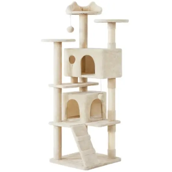 Yaheetech 70"H Cat Tree with 2 Condos for Kittens Small Cats image {11}