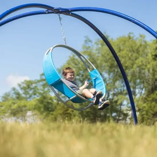 HearthSong 40-Inch Steel-Frame Aerial Hoop Spinning Round Swing with Suspended Fabric Seat image {6}