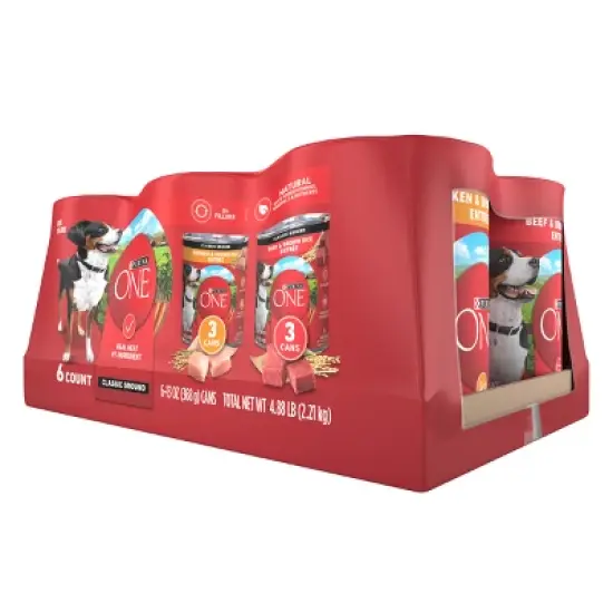 Purina ONE Natural Pat&eacute; Classic Ground Entr&eacute;e Variety Pack Rice, Chicken and Beef Flavor Wet Dog Food - 13oz/6ct image {5}