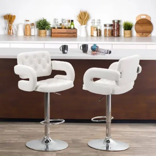 Set of 2 Adjustable Counter Height Barstools with Armrests - CorLiving image {10}