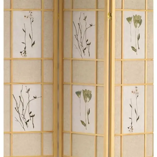 3 Panel Room Divider Natural - Ore International image {2}