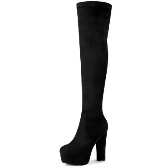 Allegra K Women's Platform Block Heel Over Knee High Boots image {7}