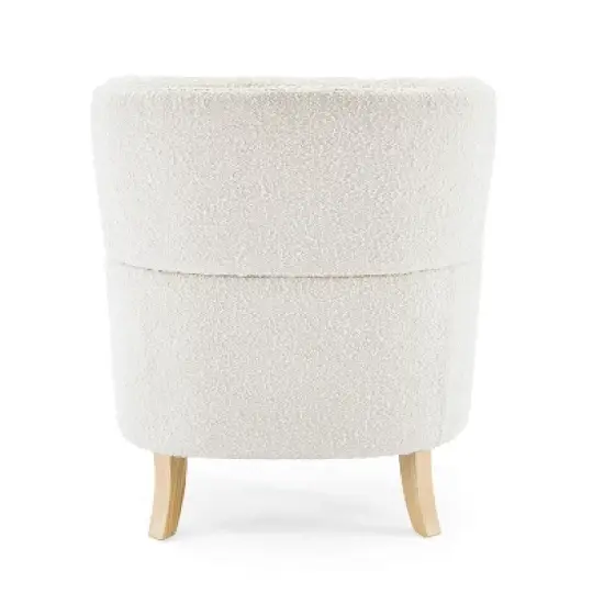 GDFStudio Geneva Mid Century Modern Tufted Boucle Club Chair, White/Dark Brown image {5}