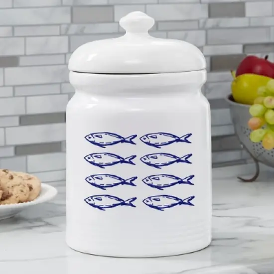 Personalization Mall Blue Fish Cookie Jar image {2}