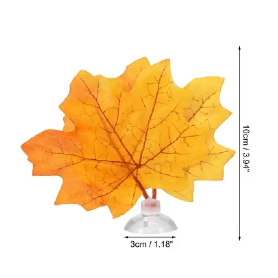 Unique Bargains Betta Fish Leaf Pad Hammock Plants for Fish Tank Yellow Orange 3.94"x3.54" image {3}