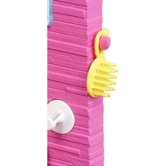 Barbie Doll Bathroom with Working Shower and Three Bath Accessories, Gift Set image {4}