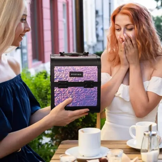 Byootique Rolling Nail Table Kit w/ Makeup Case Cosmetic Organizer Aluminum Pink image {7}