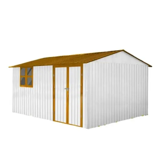 Metal Metal garden sheds outdoor storage sheds with window Yellow+White image {8}