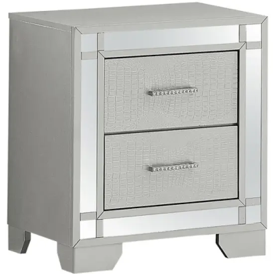 Passion Furniture Madison 2-Drawer Silver Champagne Nightstand (26 in. H x 17 in. W x 23 in. D) image {1}