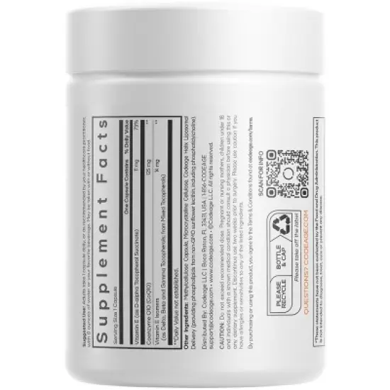 Codeage Liposomal CoQ10 Supplement - 125 mg Coenzyme Q10 with Vitamin E Isomers Tocopherols- 60ct image {1}
