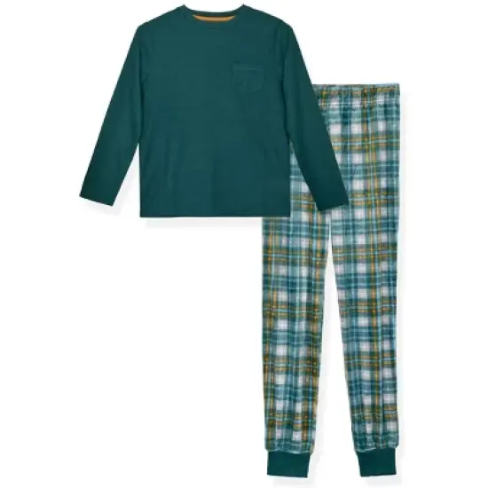 Sleep On It Boys 2-Piece Plaid Pajama Set - Green image {6}