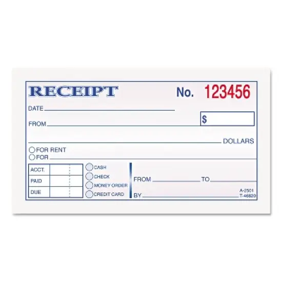 Tops Money and Rent Receipt Books 2-3/4 x 4 7/8 2-Part Carbonless 50 Sets/Book 46820 image {3}
