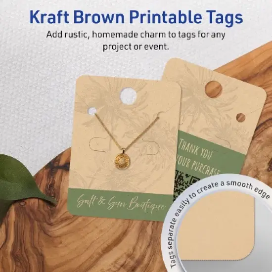 Avery Rounded Jewelry Tags, 1-1/2" x 2", Kraft Brown, 150 Total image {2}