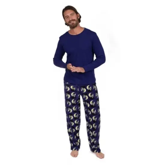 Leveret Mens Cotton Top Fleece Pant Pajamas image {7}