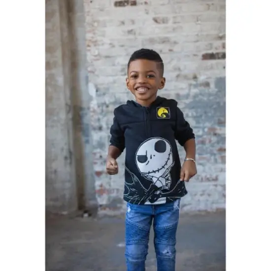 Disney Nightmare Before Christmas Fleece Jack Skellington Oogie Boogie Sally Quarter Zip Hoodie Little Kid image {1}