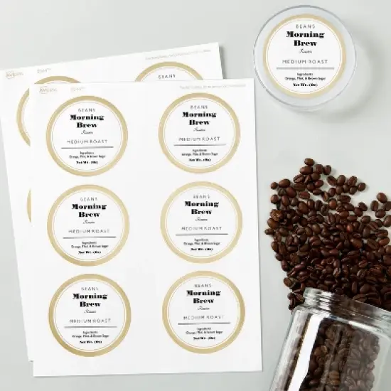 Avery Matte White Labels with Metallic Gold Borders, 3" Round Labels, 60 Total, Laser/Inkjet Printable Labels (6544) image {7}