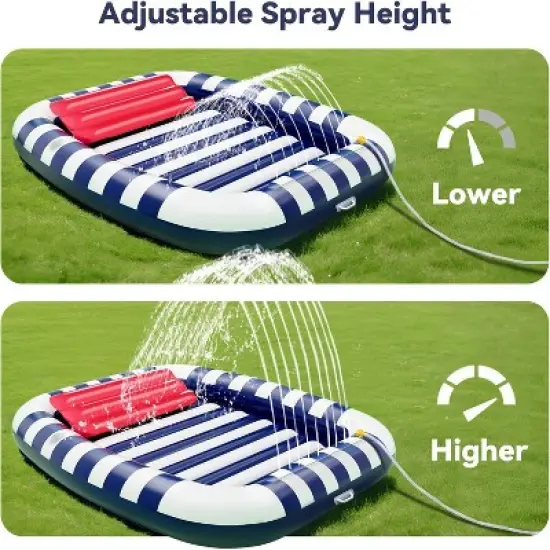 iPlay, iLearn Pool Wave Inflatable Pool Lounger Floats W/Water Sprinkle image {1}