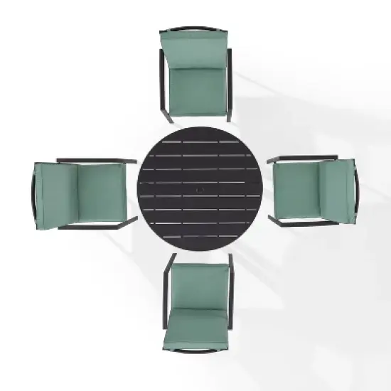 5pc Kaplan Outdoor Steel Round Dining Set Mist/Bronze - Crosley image {6}