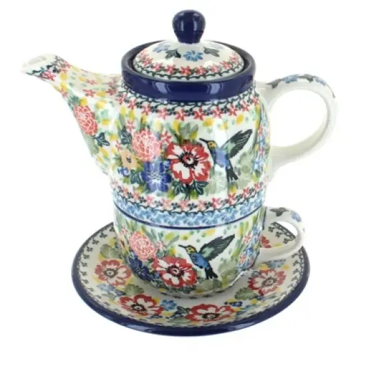 Blue Rose Polish Pottery 423 Caramika Artystyczna Tea for One image {7}