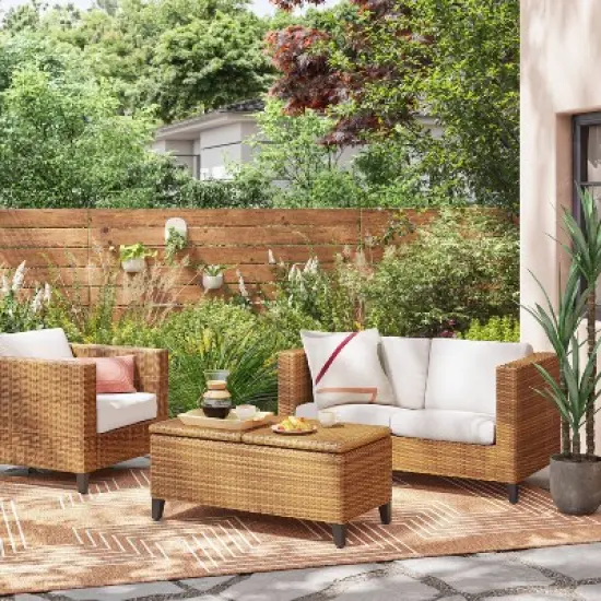 Brookfield Steel Wicker Loveseat - Light Brown - Threshold&trade; image {1}
