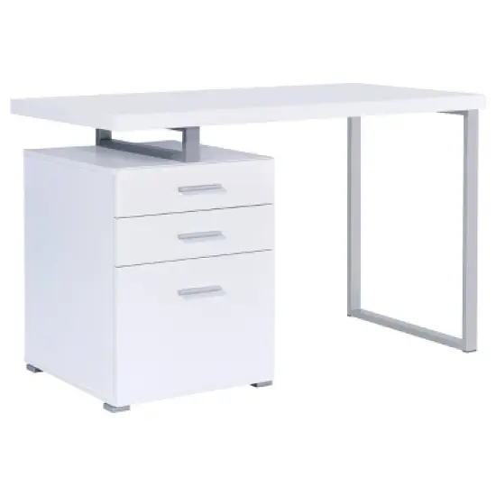 Brennan 3 Drawer Office Desk with Reversible Cabinet - Coaster image {13}