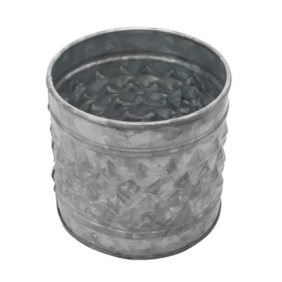 5" Antique Textured Galvanized Metal Container Gray - Stonebriar Collection image {1}