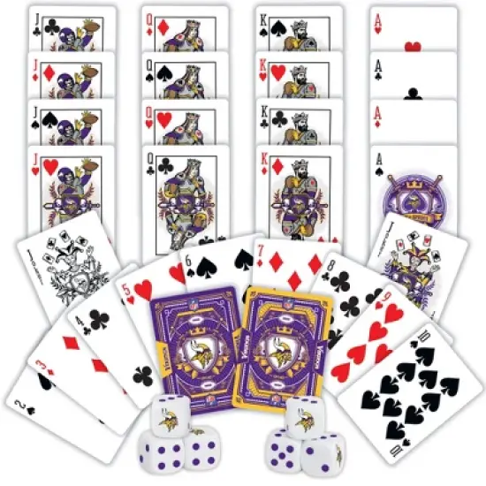 MasterPieces Officially Licensed NFL Minnesota Vikings 2-Pack Playing cards & Dice set for Adults image {2}