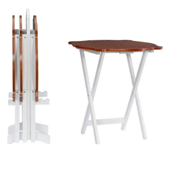 Austin Tray Table Set White/Hazelnut - Powell Company image {3}