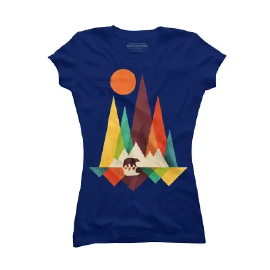 Junior's Design By Humans Mountain Bear By radiomode T-Shirt image {7}