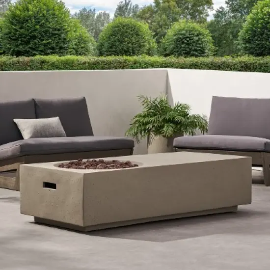 14.75 Inch Rectangular Outdoor Fire Pit Table with 50,000 BTU and Dual Function Surface image {6}