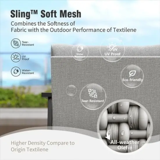 Captiva Designs Modren Outdoor Patio Metal Frame Furniture Conversation Seating Set with Coffee Table image {5}