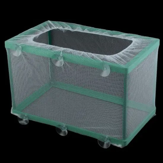 Unique Bargains Fish Tank Aquarium Plastic Net Frame Hatchery Breeder Suction Cup Green White image {3}