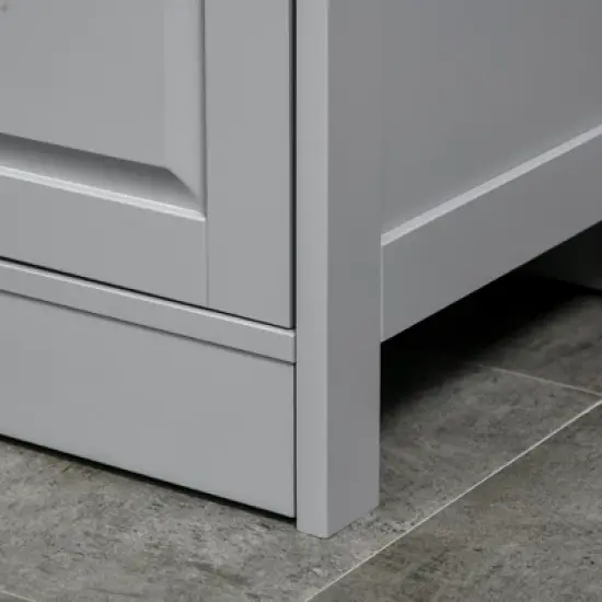 kleankin Tall Bathroom Storage Cabinet, Freestanding Linen Tower with 3-Tier Open Shelf and Cupboard, Slim Floor Organizer image {4}