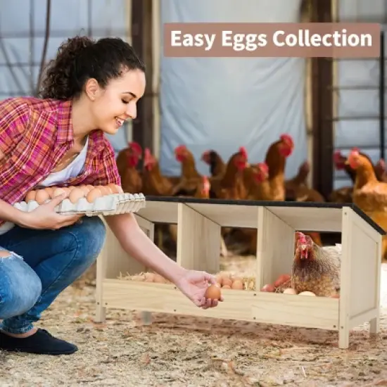 Sandinrayli Wood Chicken Nesting Box 3-Compartments Nesting Boxes for Laying Eggs, Natural image {2}