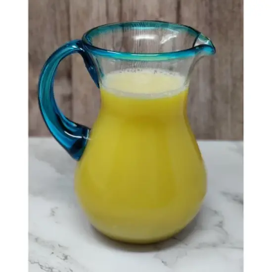 Dos Sue&ntilde;os Mexican Hand Blown  Pitcher - Aqua Rim - 84oz image {6}