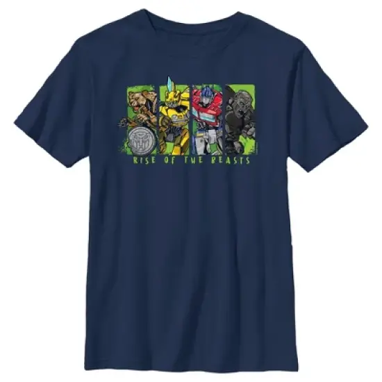 Boy's Transformers: Rise of the Beasts Movie Logo Character Squares T-Shirt image {3}