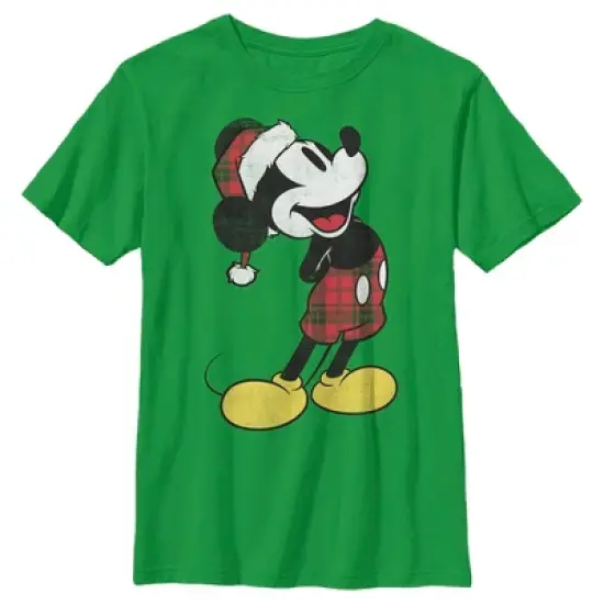 Boy's Disney Mickey Going Plaid For Christmas T-Shirt image {3}