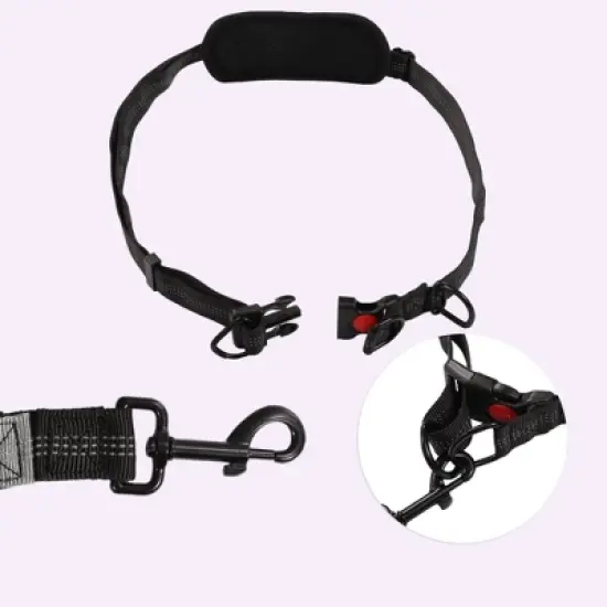 Unique Bargains Hands Free Dog Leash for Two Large Dog Up to 330 Ib 6.6-7.6FT Long Black Gray 1 Pc image {5}