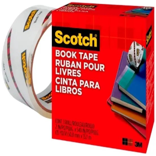 Scotch 845 Book Tape, 2 Inches x 15 Yards, 3 Inch Core, Crystal Clear image {1}