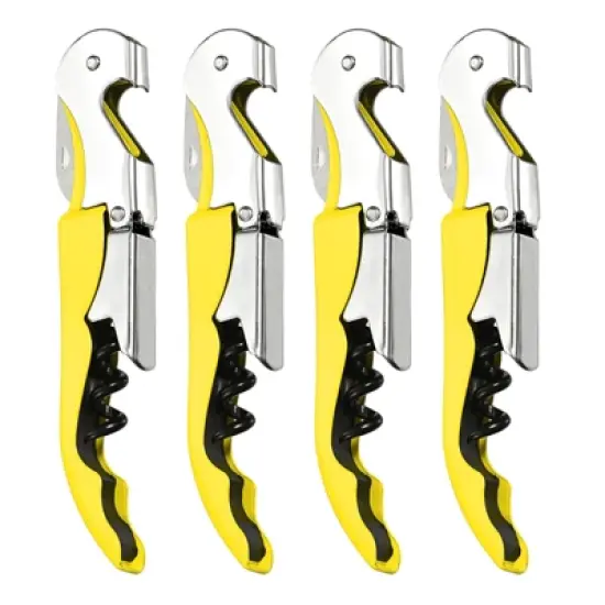 Unique Bargains Double Hinged Wine Bottle Openers with Foil Cutter 5" 4 Pcs image {6}