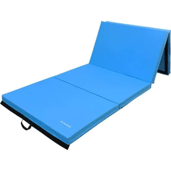 BalanceFrom Fitness 10' x 4' All-Purpose Folding Vinyl 4-Panel Gymnastics Gym Exercise Mat for Yoga, Aerobics, Pilates, and Martial Arts, Blue image {1}