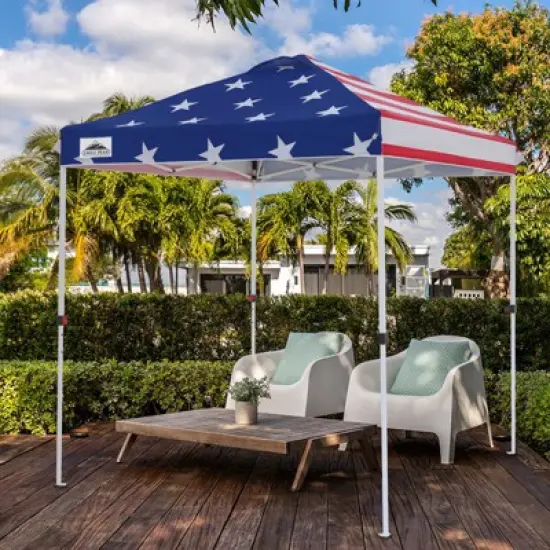 EAGLE PEAK 6.6x6.6 Pop Up Canopy Tent Instant Outdoor Canopy Easy Set Up Straight Leg Folding Shelter with Wheeled Bag, 8 Stakes and 4 Ropes image {7}