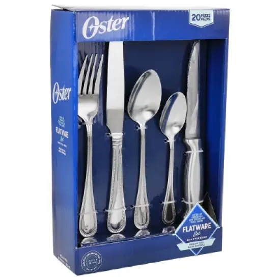 Oster 20 Piece Stainless Steel Flatware and Steak Knife Set image {8}