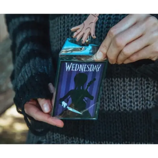 Silver Buffalo Addams Family Wednesday Silhouette Lanyard with ID Badge Holder and Thing Charm image {6}