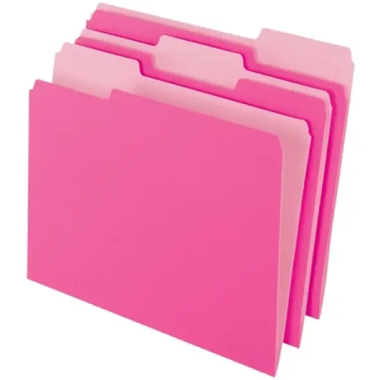 Pendaflex Two-Tone File Folder, Letter Size, 1/3 Cut Tabs, Pink, Pack of 100 image {1}