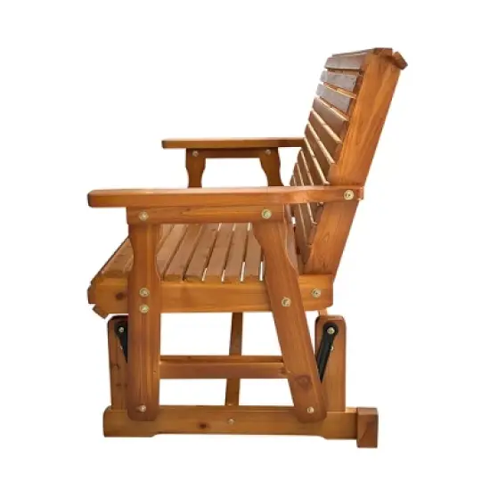 Fortune Candy 2 Person Wooden Patio Glider with High Roll Back image {5}