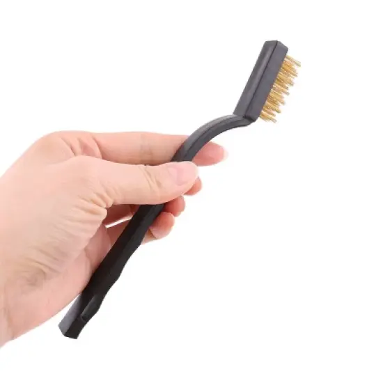 Unique Bargains Plastic Handle Metal Wire Household Bristle Cleaning Brush Black 1.3" x 0.3" x 0.5" 3 Pcs image {1}