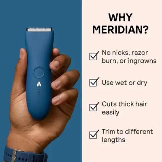 Meridian Trimmer Original Pubic & Body Hair Trimmer for Men & Women Below-the-Belt Groomer, Ball Trimmer, Bikini Trimmer - Ocean image {2}